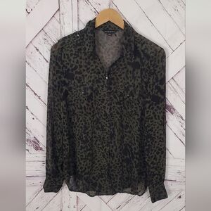 Rock & Republic Animal Print Camouflage Buttoned Down Shirt